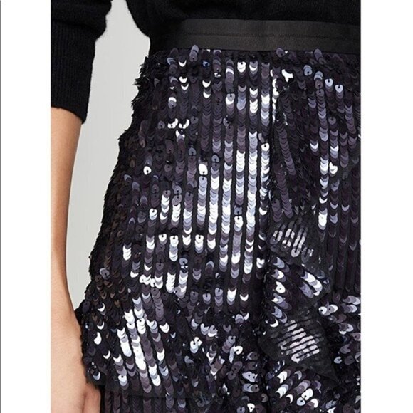Needle & Thread Skirt New Sequin Scarlett Midi Skirt in Graphite Size 2 nwt - Picture 8 of 15